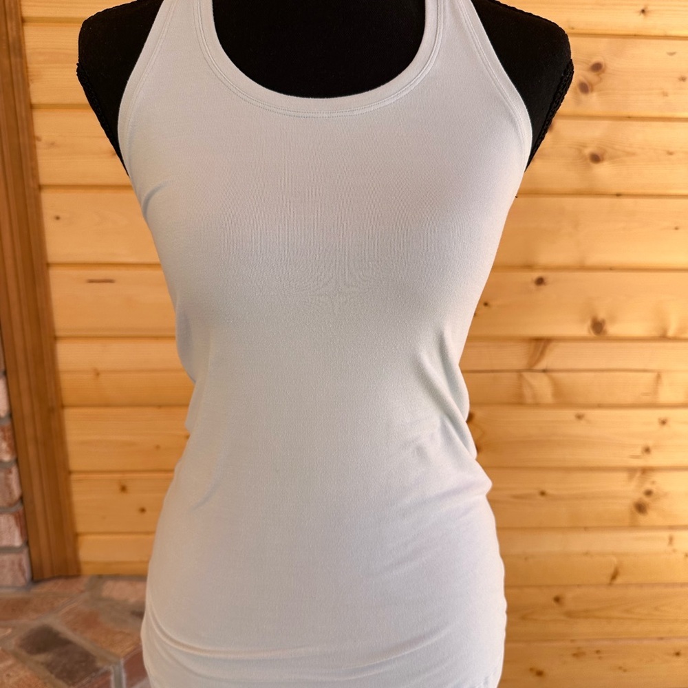 lululemon athletica. Light Blue Ribbed Scoop Tank